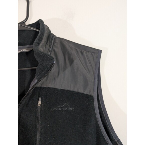 Eddie Bauer Vest Men Sz L Black Fleece Full Zip Outdoor Utility Jacket - Picture 3 of 7